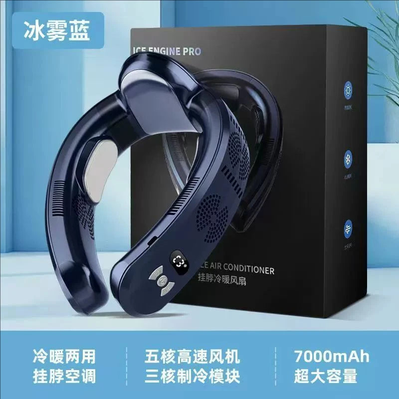 Bladeless Neck Fan – Semiconductor Cooling & Warming, Negative Ion, USB Rechargeable