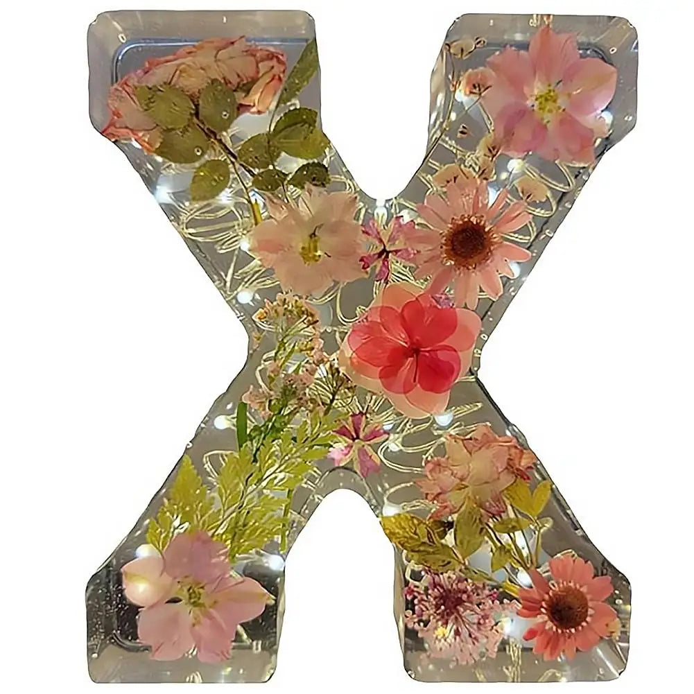 Personalised Floral LED Letter Light, Real Dried Flowers