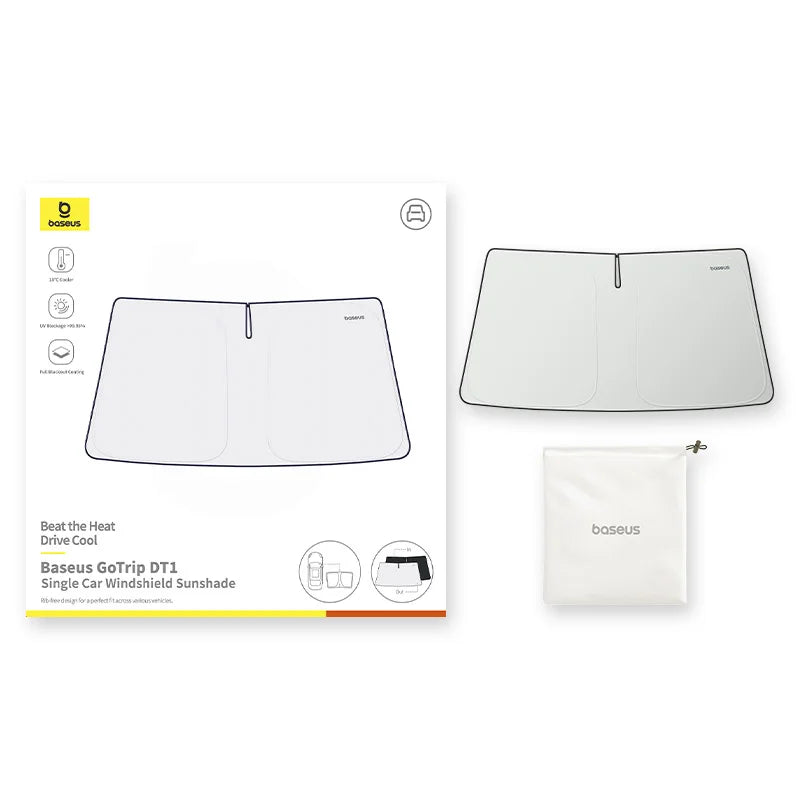 Car Windscreen Sun Shade – Folding UV Sunshade for Front Windscreen, 150×80cm