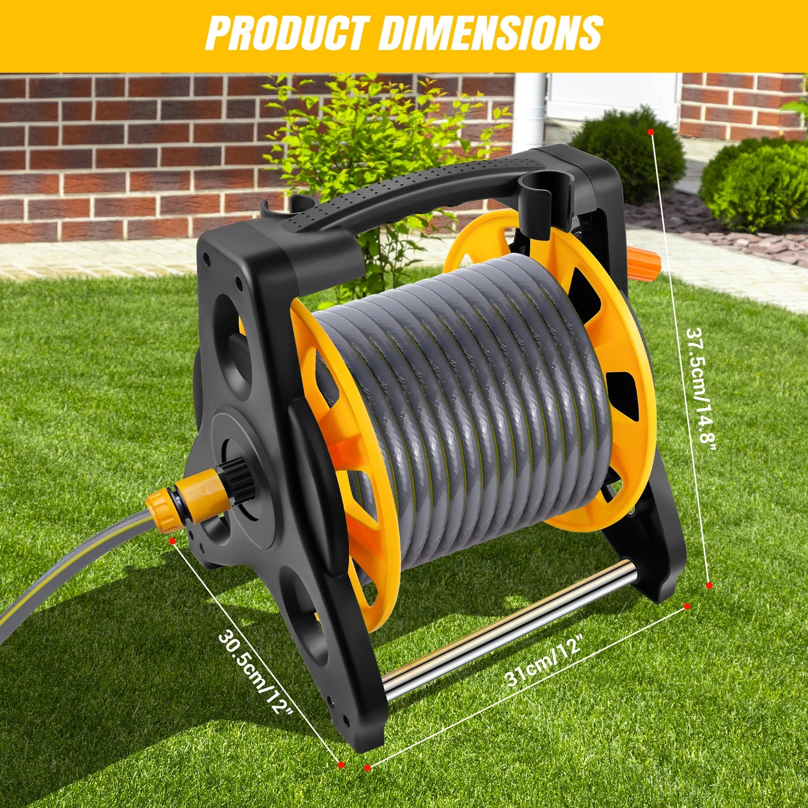 Garden Hose Reel Set – 15/25/30m Hose with 7-Pattern Spray Nozzle