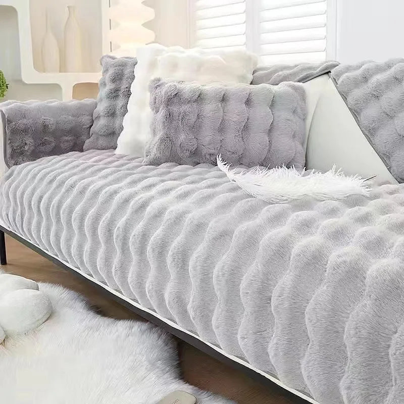 Plush Rabbit-Feel Sofa Cover