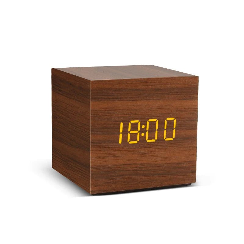 WakeGlow – LED Wooden Alarm Clock with Voice Control