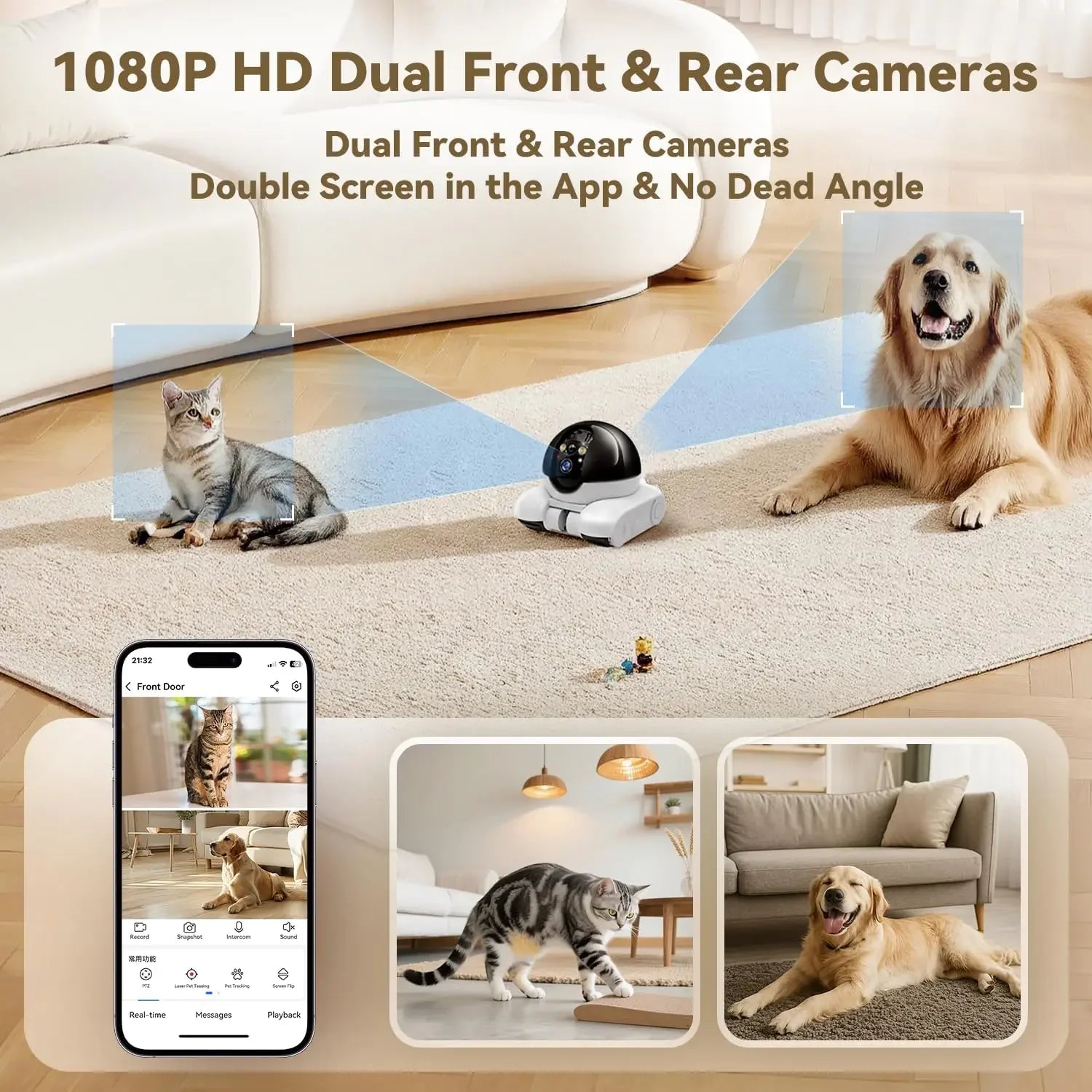 360° Smart Pet & Home Camera – Movable WiFi Cam with Night Vision & 2-Way Audio