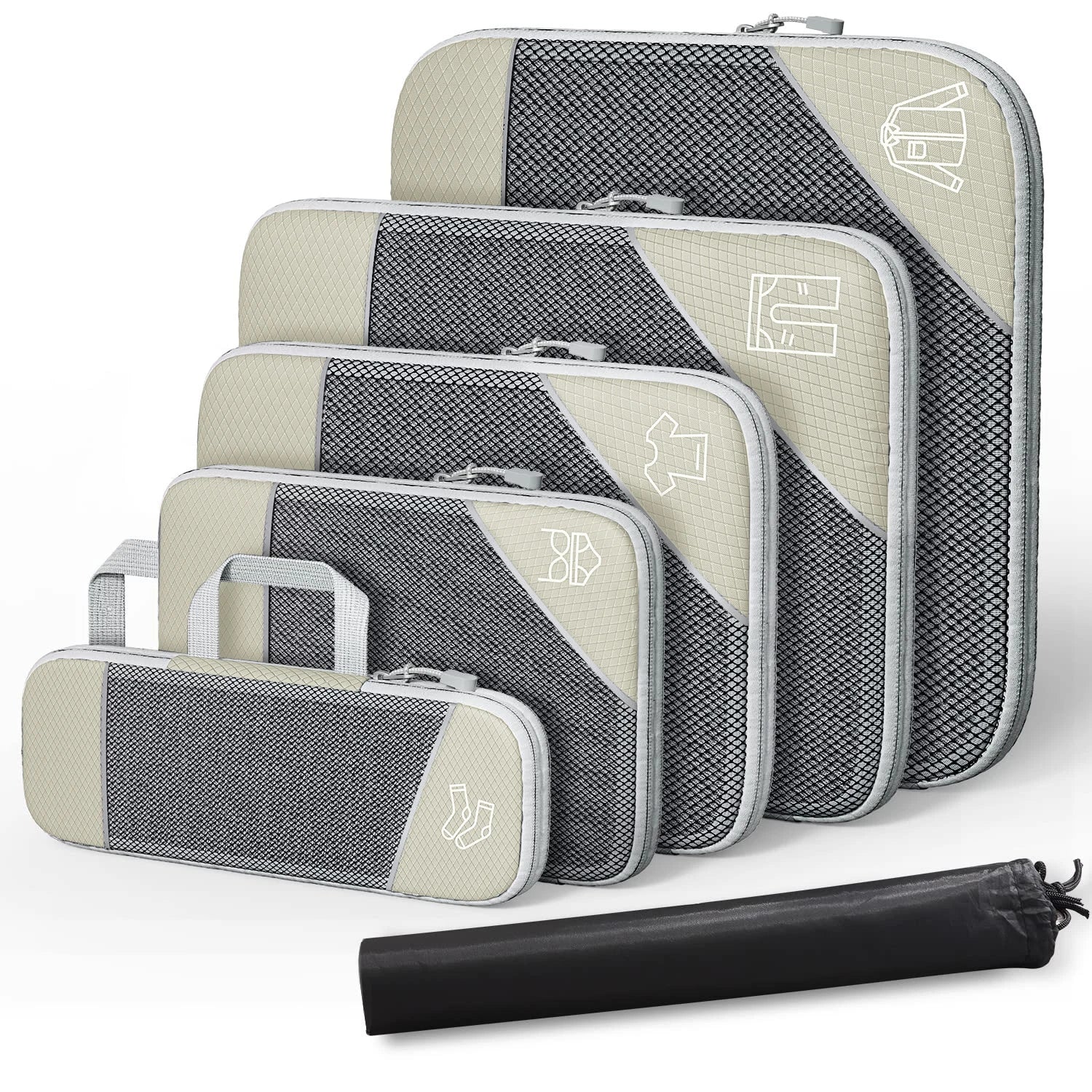 Compressed Packing Cubes Set – 3 or 6-Piece Travel Luggage Organisers