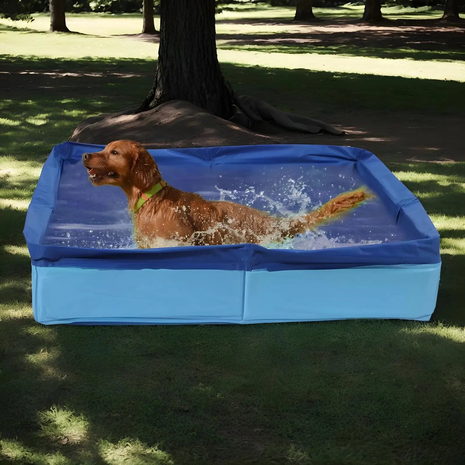 Foldable Dog Pool – Non-Inflatable PVC Pet Bath & Paddling Pool for Dogs & Cats