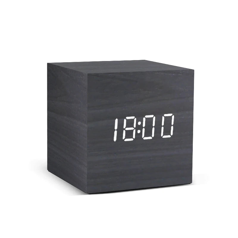 WakeGlow – LED Wooden Alarm Clock with Voice Control