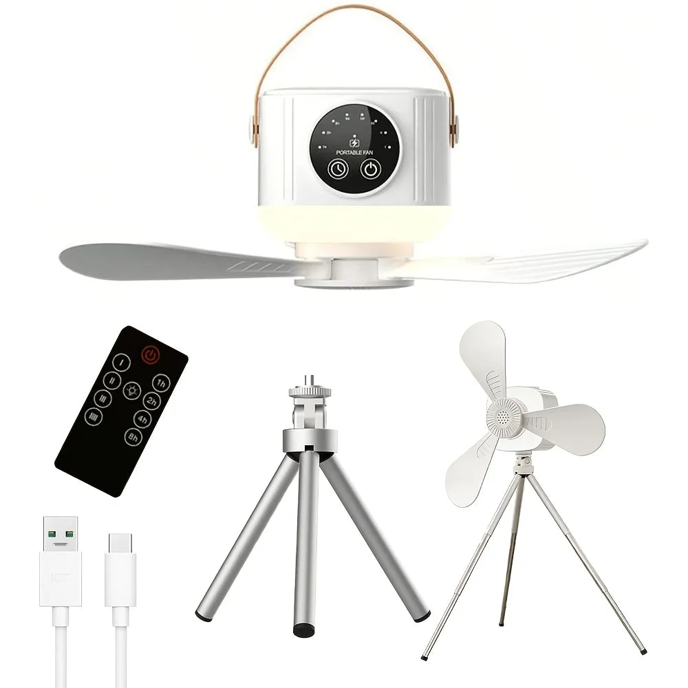 Rechargeable Hanging Fan – Portable Cordless USB Fan for Bed, Dorm & Camping