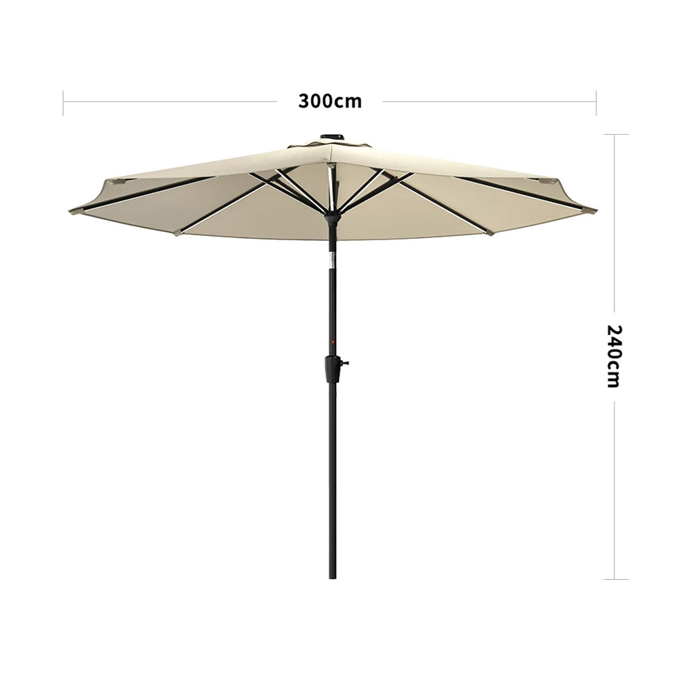 Solar LED Patio Umbrella – Large Garden Parasol with Built-In Lights