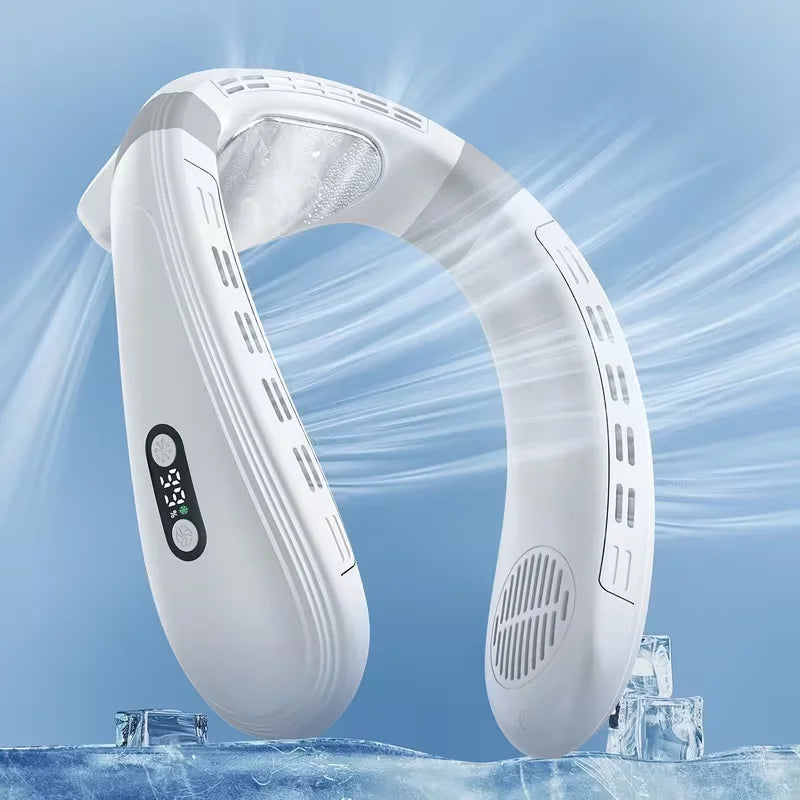 Bladeless Neck Cooling Fan – Semiconductor Cold Plate, LED Display, 3 Speeds, USB-C