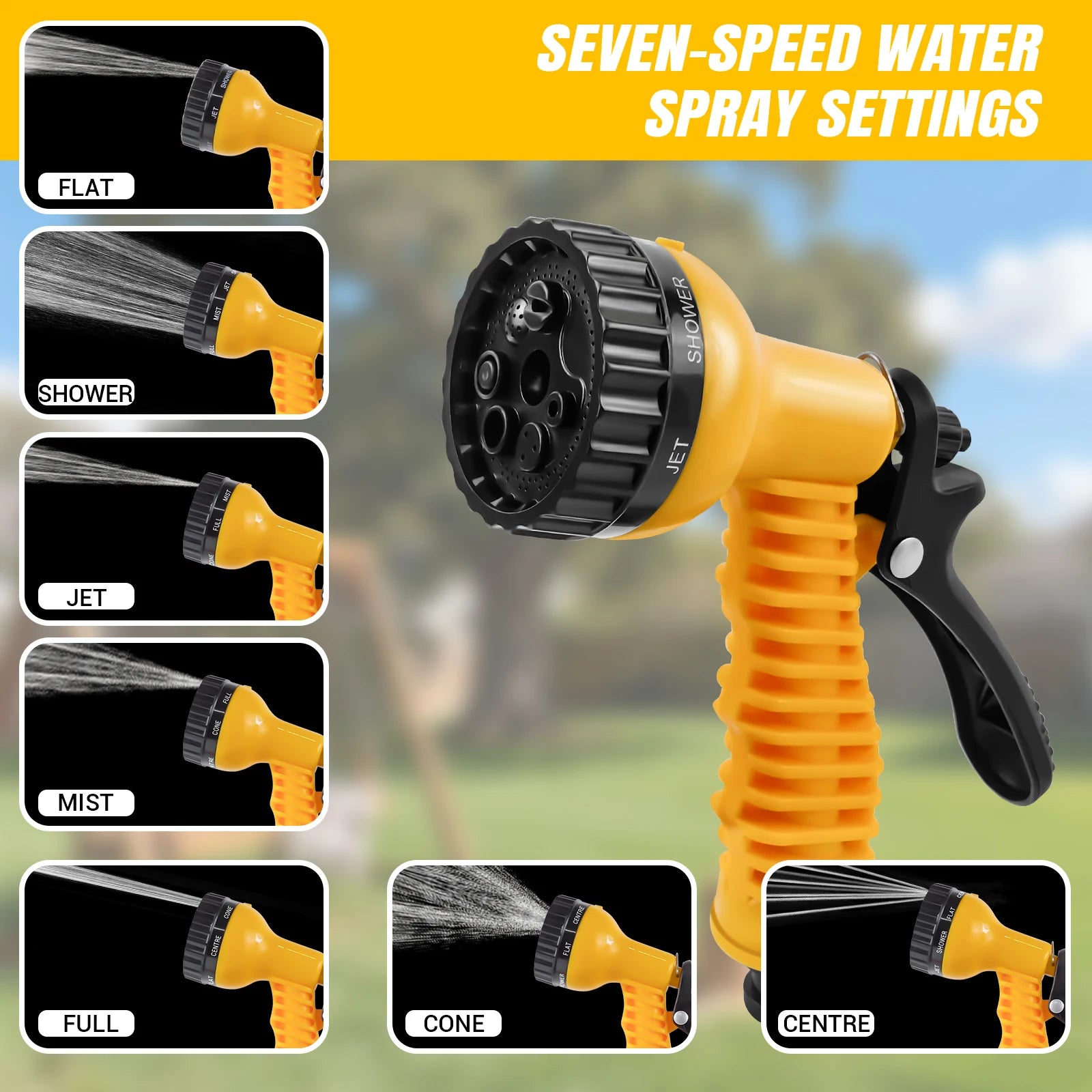 Garden Hose Reel Set – 15/25/30m Hose with 7-Pattern Spray Nozzle