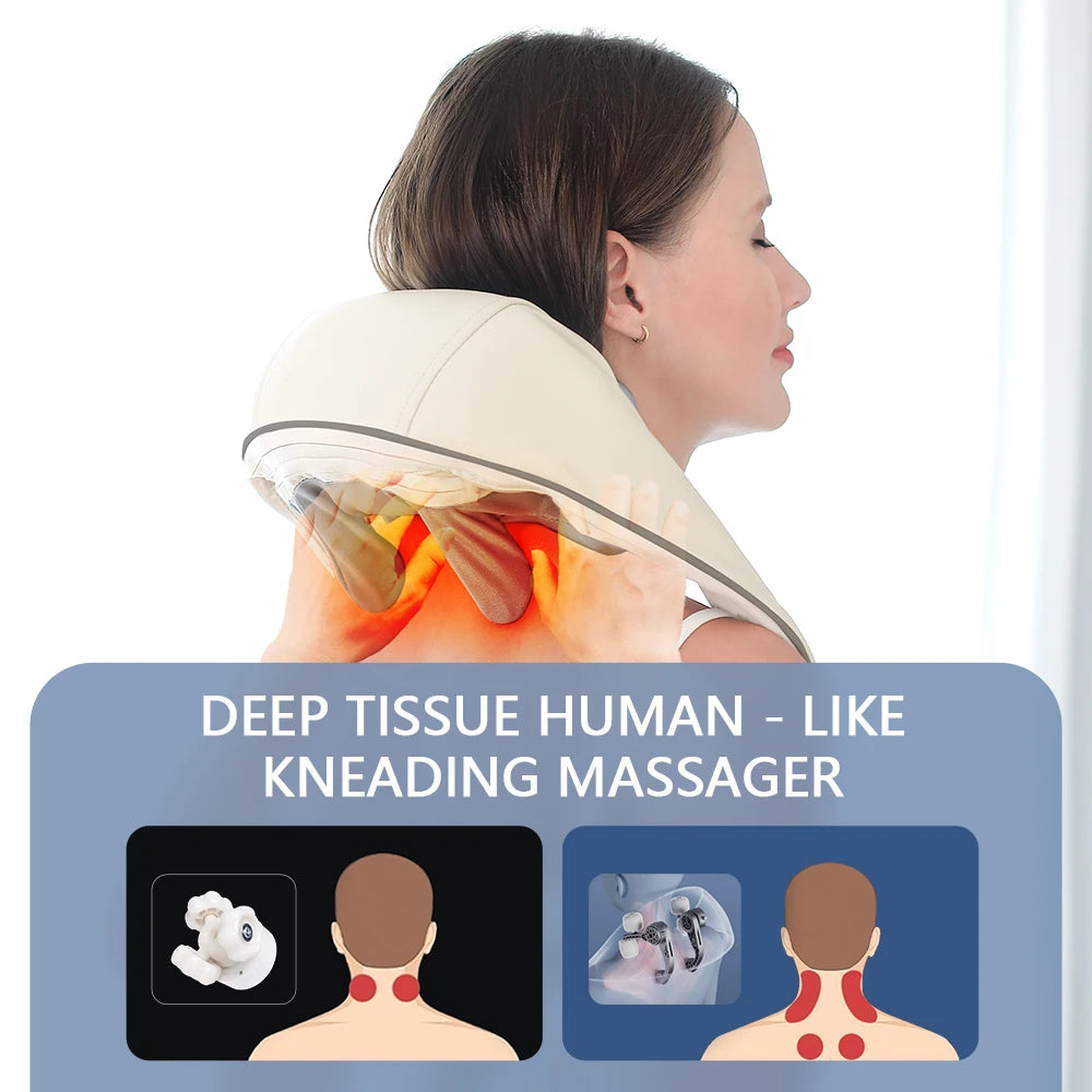 Cordless Neck & Shoulder Massager – Kneading Shawl, Rechargeable & Relaxing