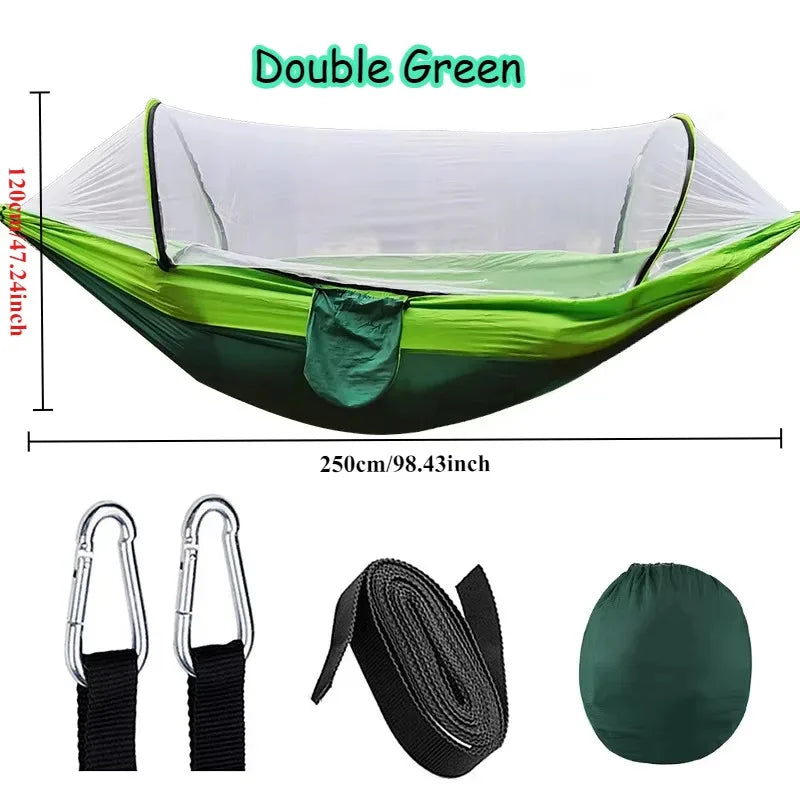 Outdoor Hammock with Mosquito Net – Double, Breathable Nylon, for Camping & Garden