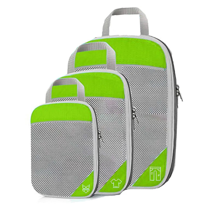Compressed Packing Cubes Set – 3 or 6-Piece Travel Luggage Organisers