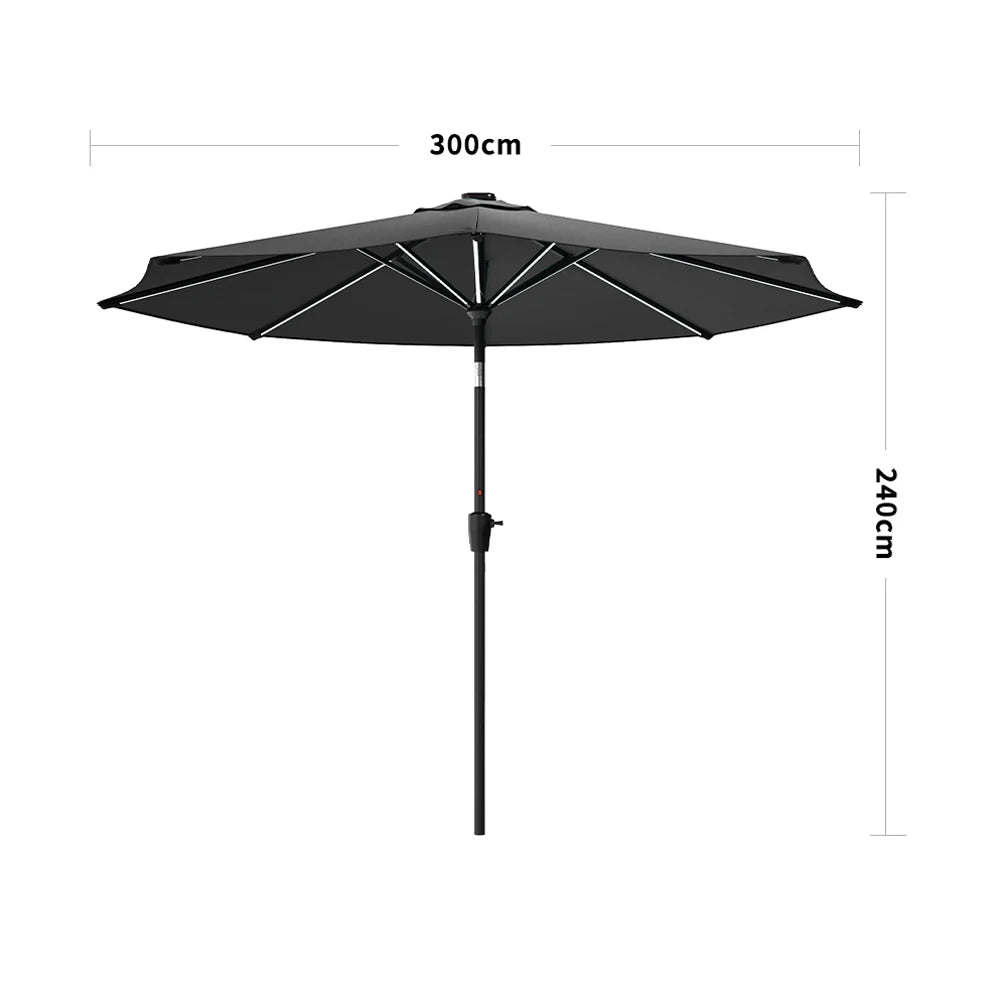 Solar LED Patio Umbrella – Large Garden Parasol with Built-In Lights