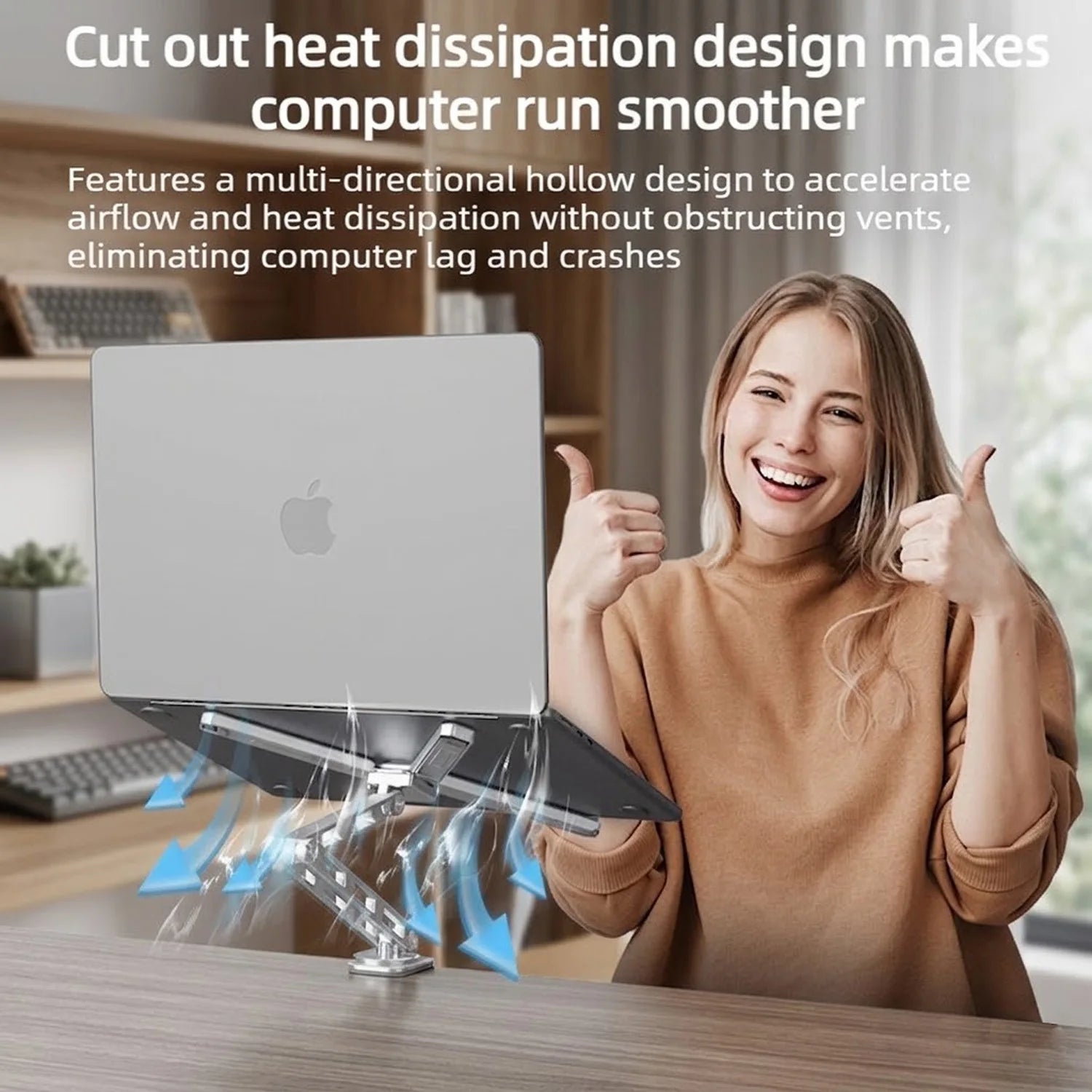 2-in-1 Detachable Laptop Stand – 360° Rotating Aluminium Riser with Foldable Base