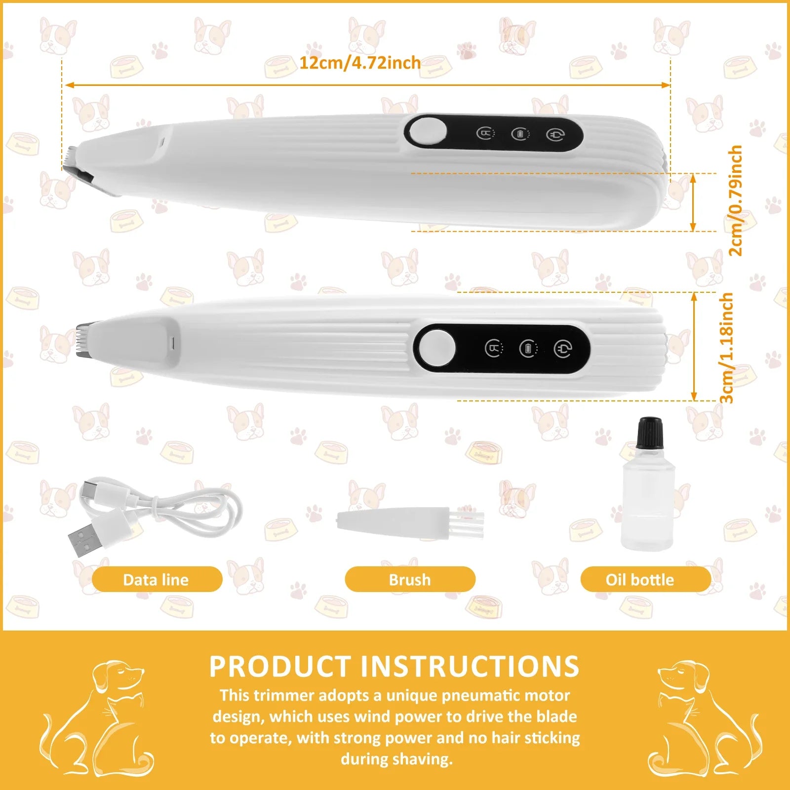 Dog Paw Trimmer – Quiet Cordless Grooming Clipper with LED Light