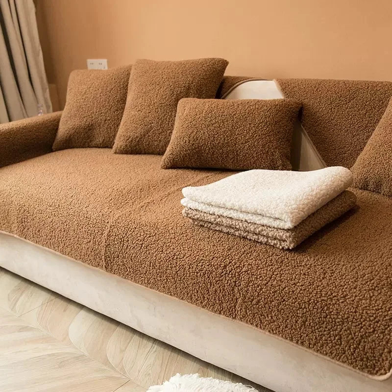 Lamb-Wool Sofa Cushion Cover