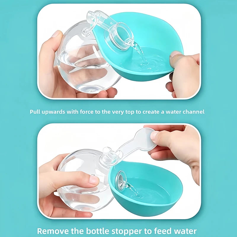 Dog Water Bottle with Collapsible Bowl – 285ml Leak-Proof Travel Cup