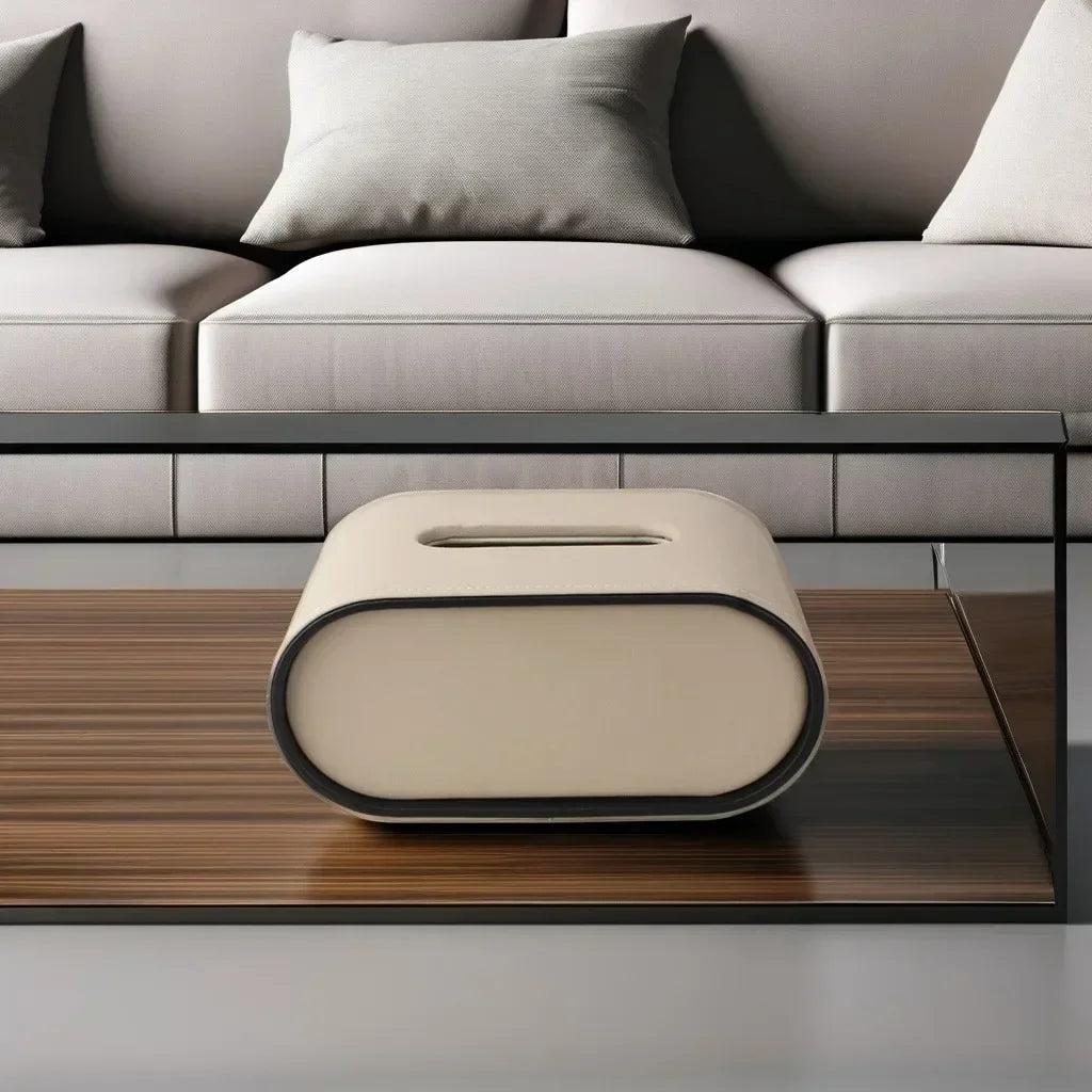 LuxeHide – Faux-Leather Oval Tissue Box Cover