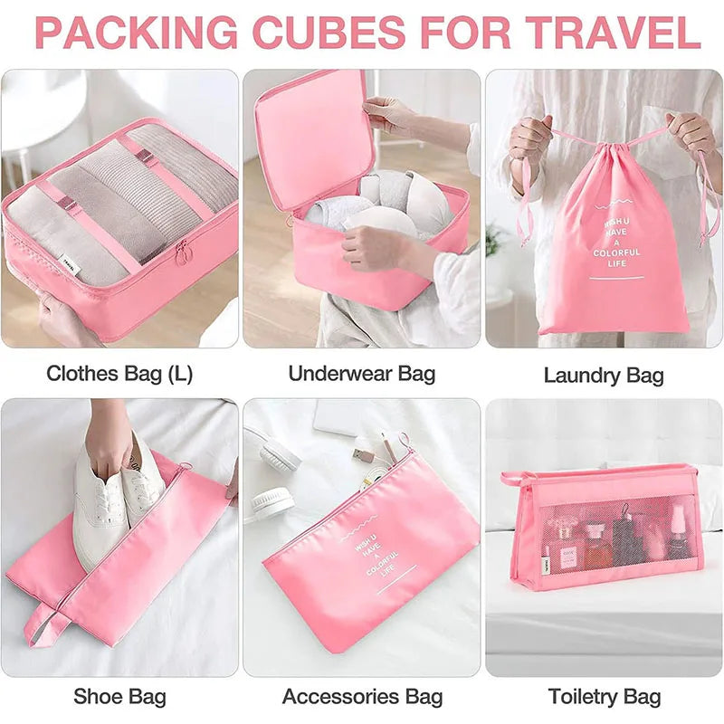 Travel Packing Cubes Set – Foldable Oxford Luggage Organisers for Suitcases