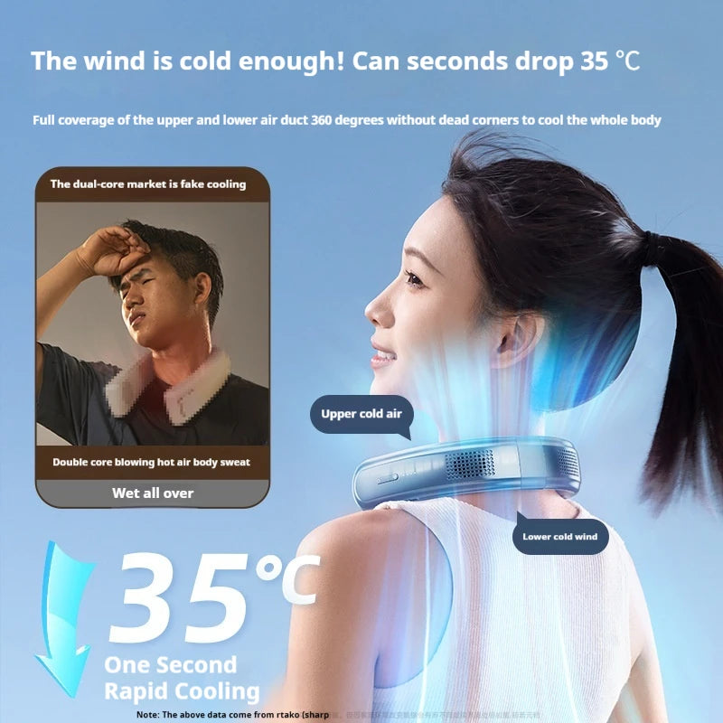 Portable Neck Fan – Rechargeable Hands-Free Personal Cooling Fan, 3 Speeds