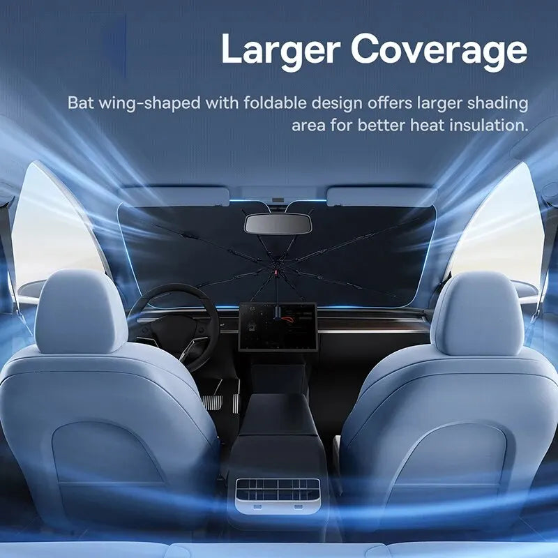 Car Windscreen Sun Shade Umbrella – Foldable UV Sunshade for Front Window, 142×75cm