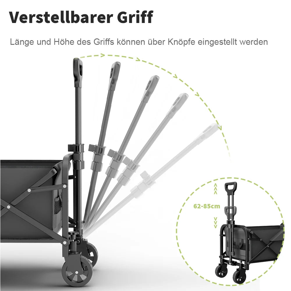 Foldable Camping Wagon Cart – All-Terrain Wheels, 100kg Utility Garden Trolley