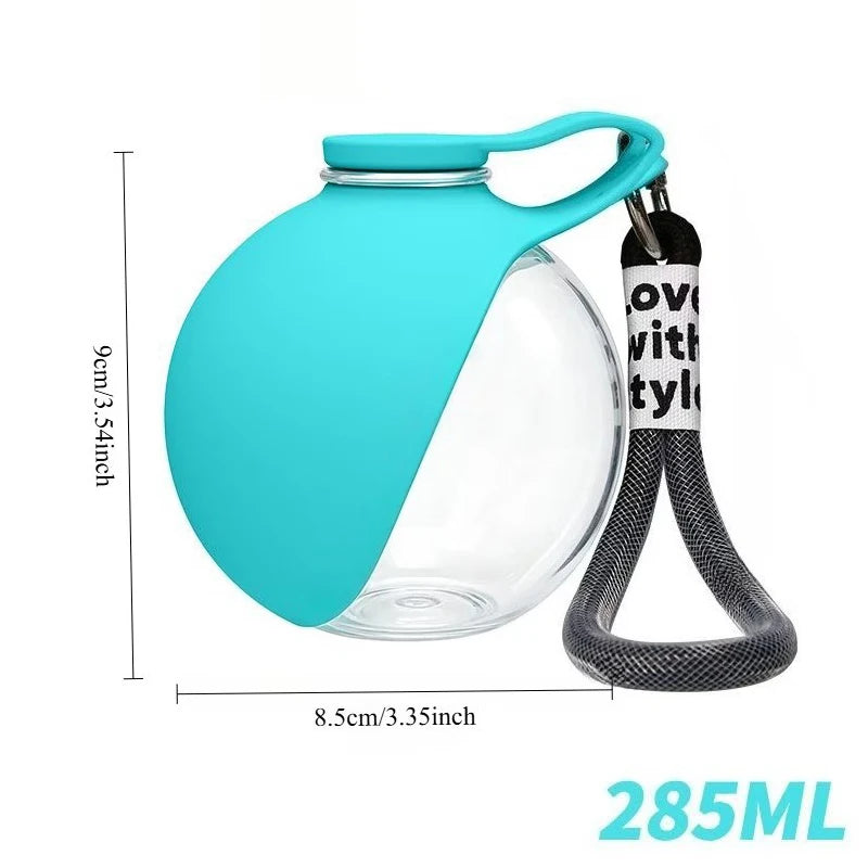 Dog Water Bottle with Collapsible Bowl – 285ml Leak-Proof Travel Cup