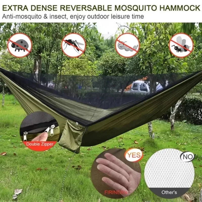 Outdoor Hammock with Mosquito Net – Double, Breathable Nylon, for Camping & Garden
