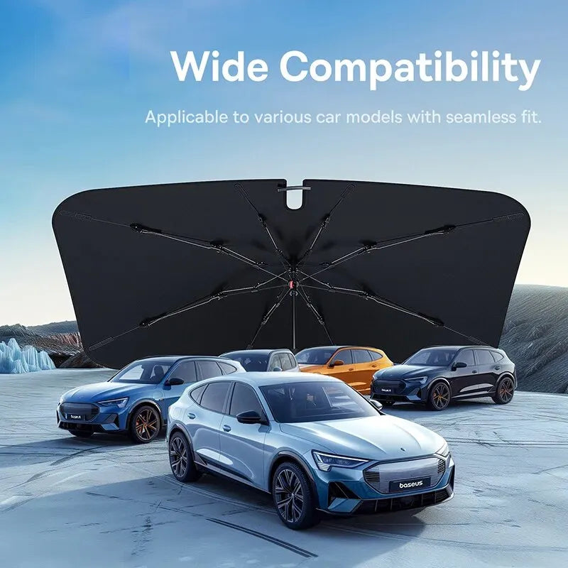 Car Windscreen Sun Shade Umbrella – Foldable UV Sunshade for Front Window, 142×75cm