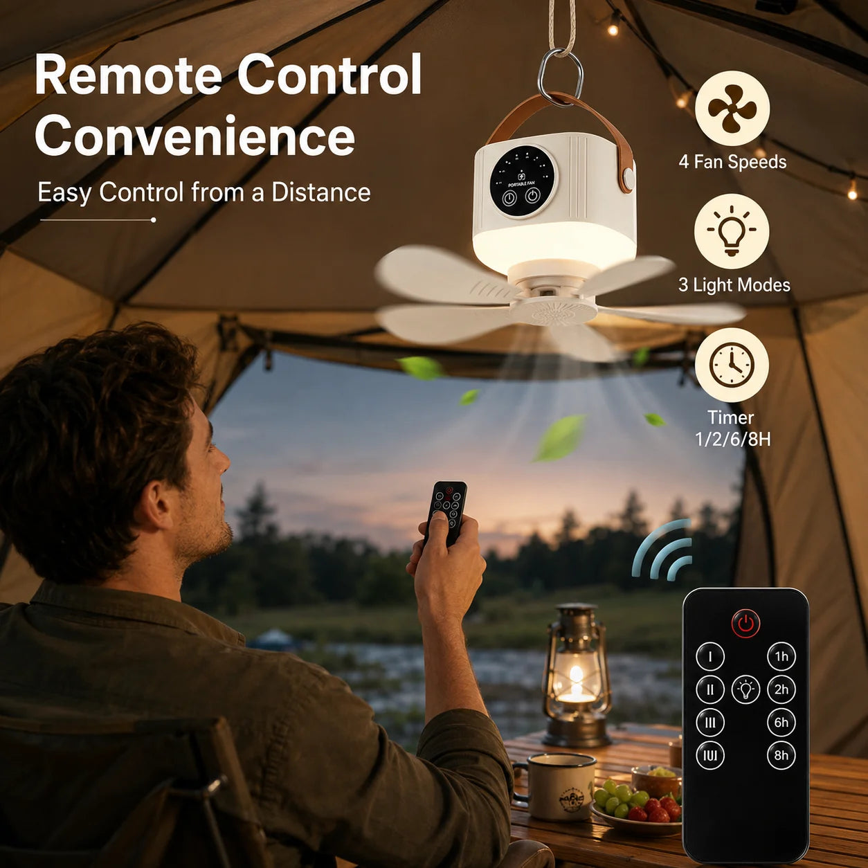 Rechargeable Hanging Fan – Portable Cordless USB Fan for Bed, Dorm & Camping