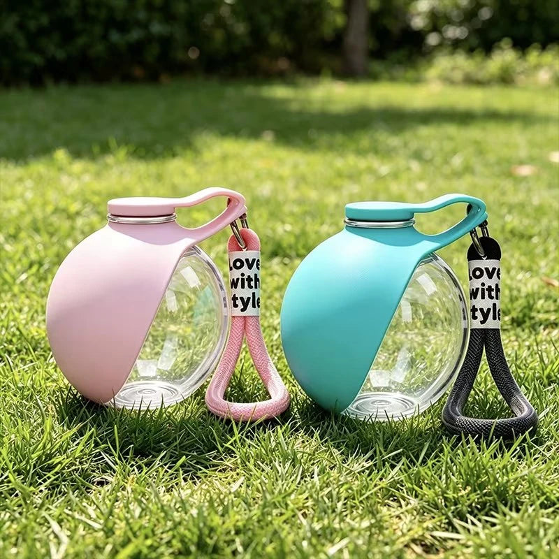 Dog Water Bottle with Collapsible Bowl – 285ml Leak-Proof Travel Cup