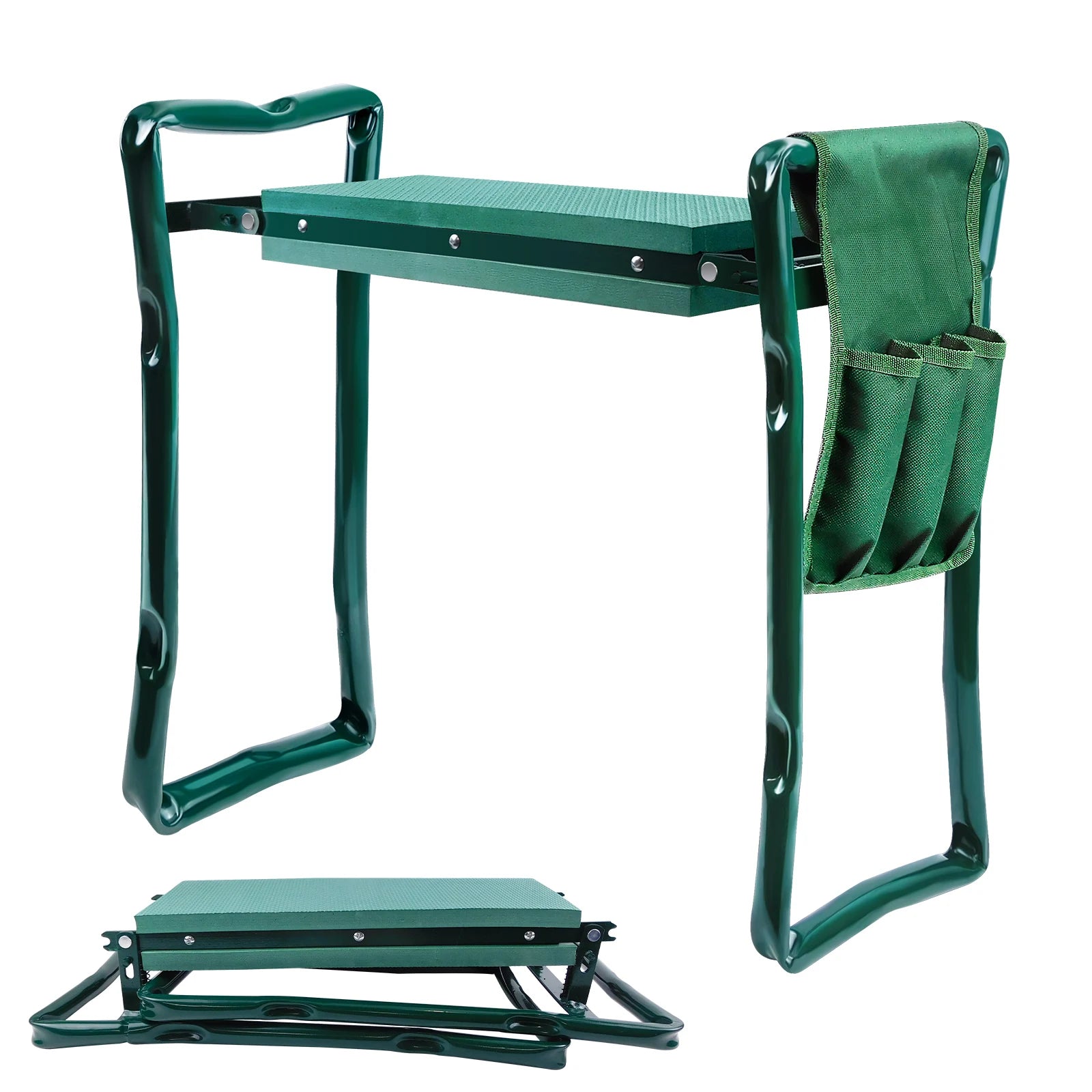 2-in-1 Garden Kneeler & Seat – Foldable Stool with Tool Bag & Handles