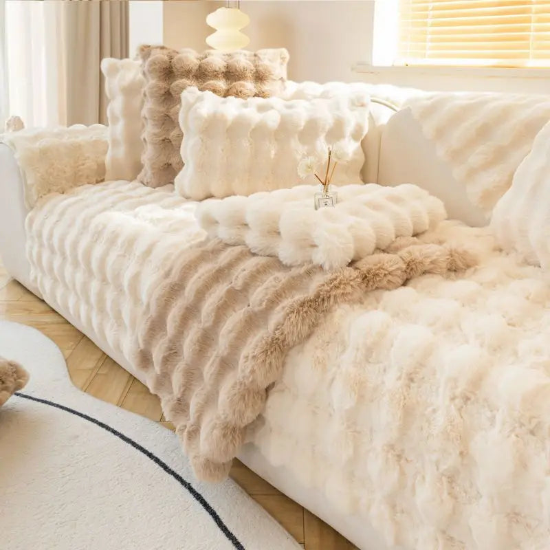 Plush Rabbit-Feel Sofa Cover