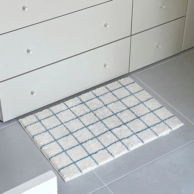 Striped Checked Bathroom Mat