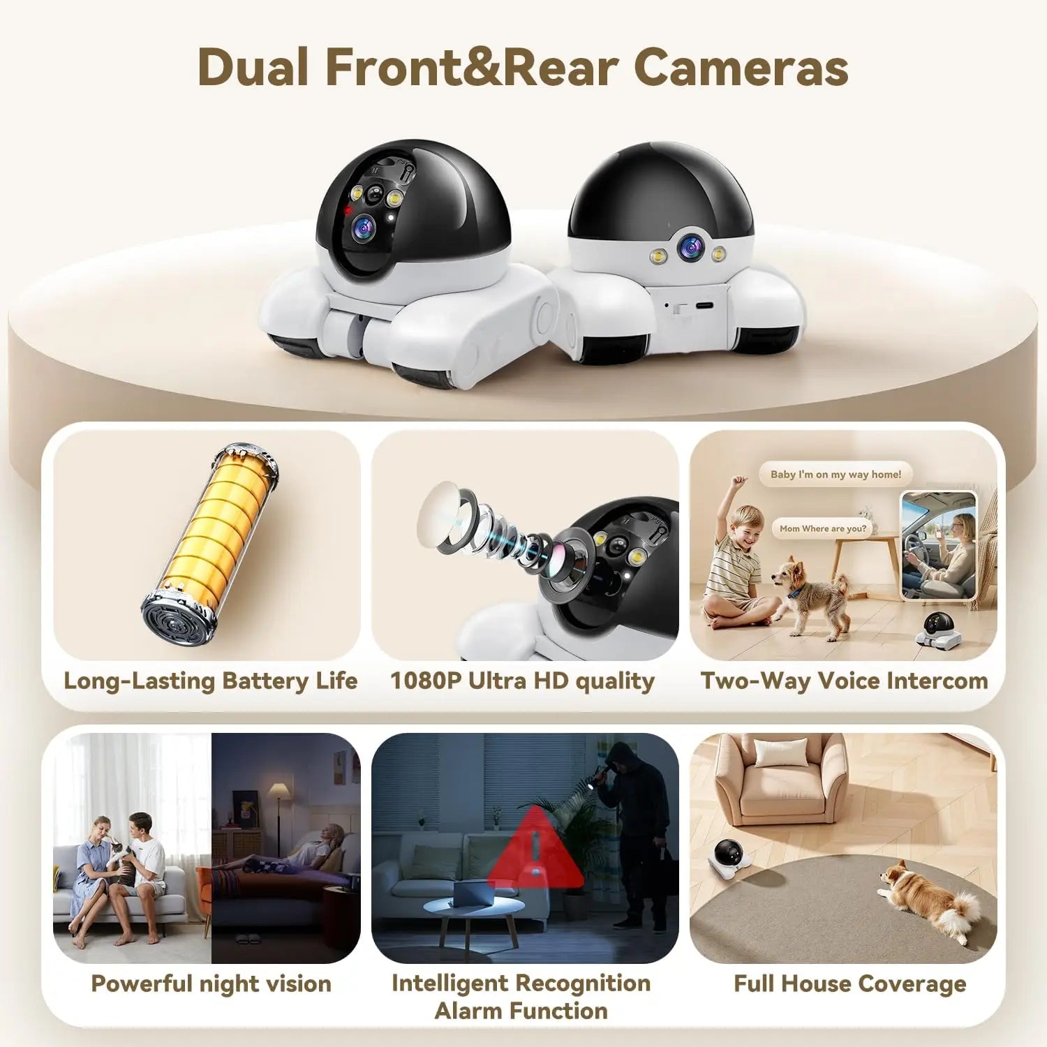 360° Smart Pet & Home Camera – Movable WiFi Cam with Night Vision & 2-Way Audio