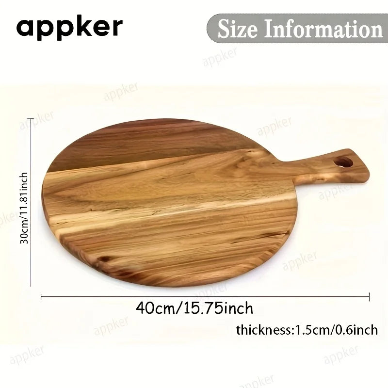 Acacia Wood Cutting & Serving Board – Handled Chopping Board for Meat, Bread & Cheese