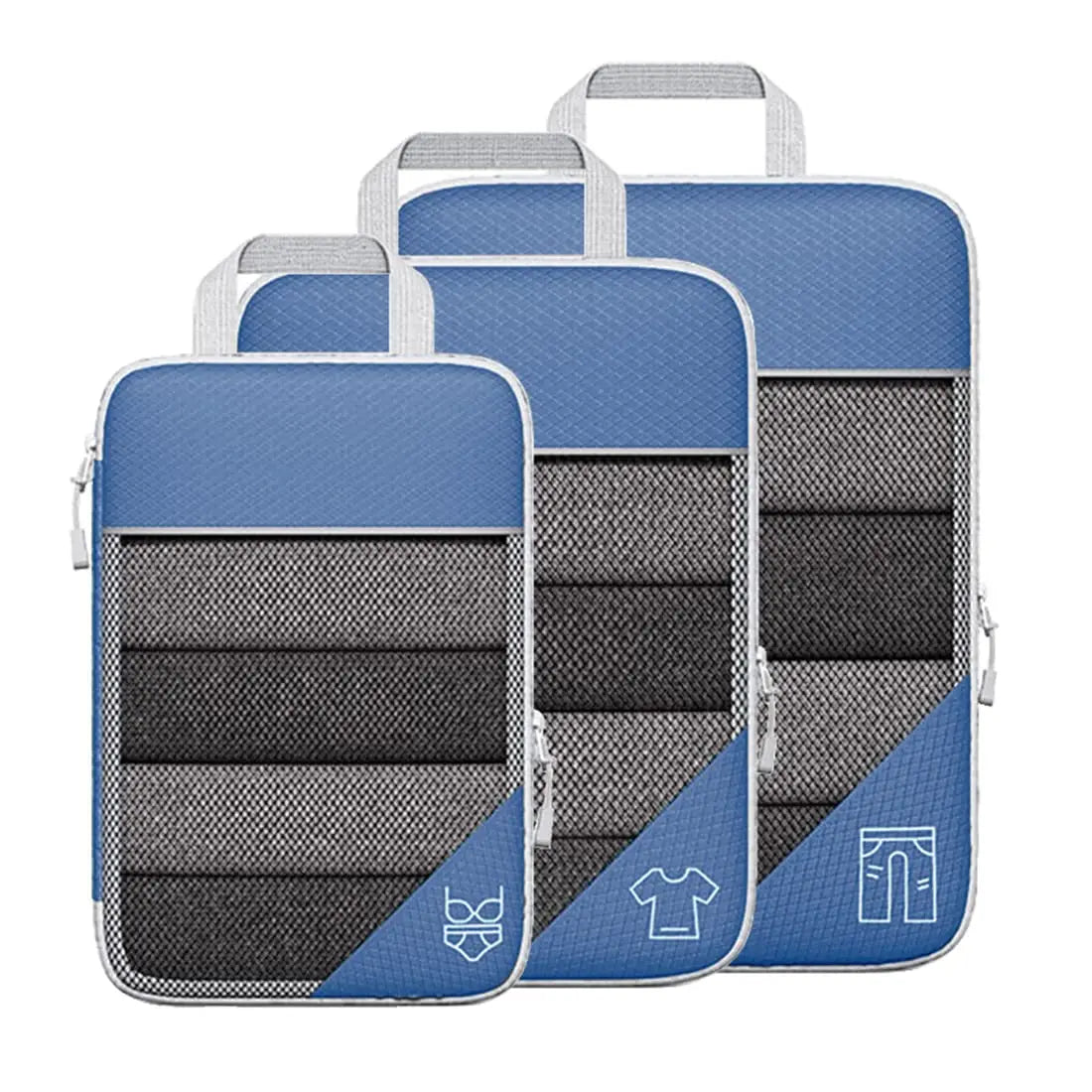 Compressed Packing Cubes Set – 3 or 6-Piece Travel Luggage Organisers