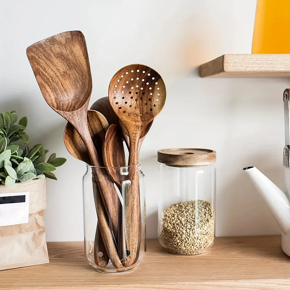 TimberChef – 5-Piece Wooden Kitchen Utensil Set for Non-Stick Pans