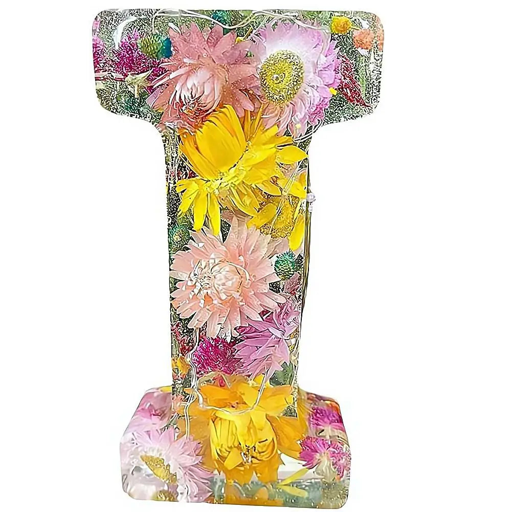 Personalised Floral LED Letter Light, Real Dried Flowers