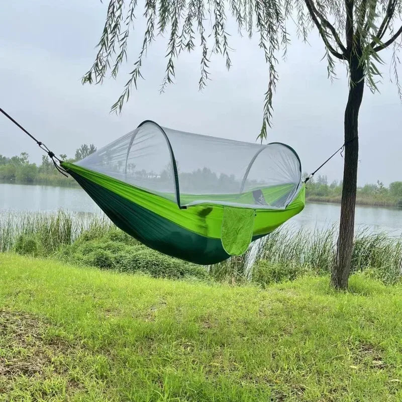 Outdoor Hammock with Mosquito Net – Double, Breathable Nylon, for Camping & Garden