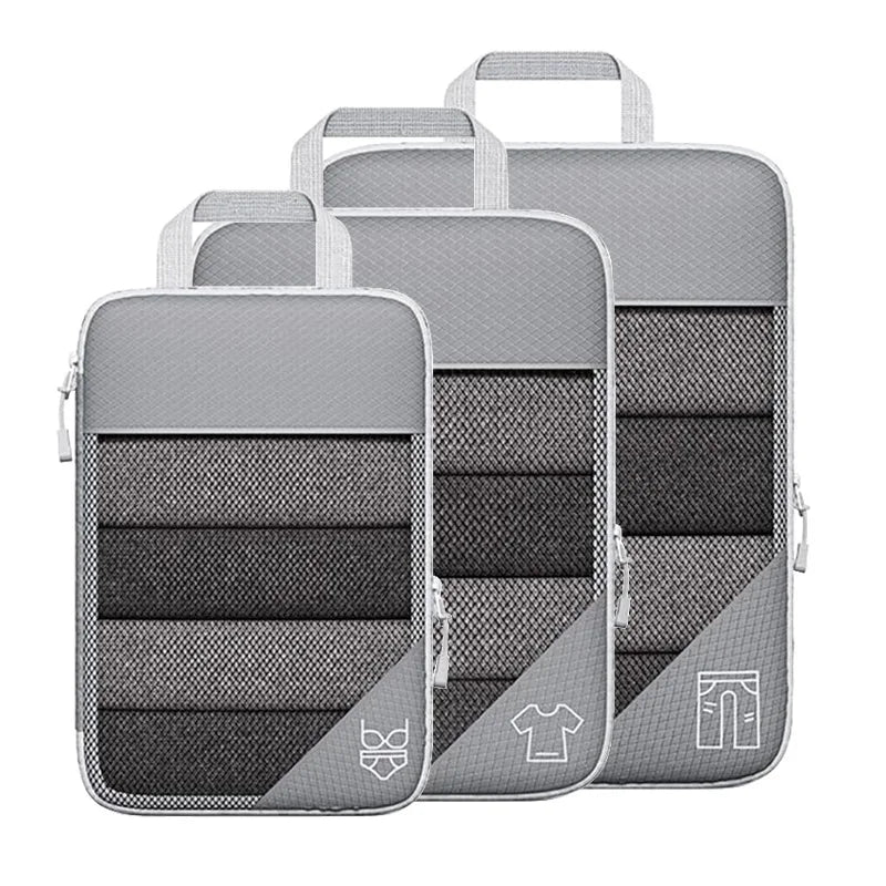 Compressed Packing Cubes Set – 3 or 6-Piece Travel Luggage Organisers