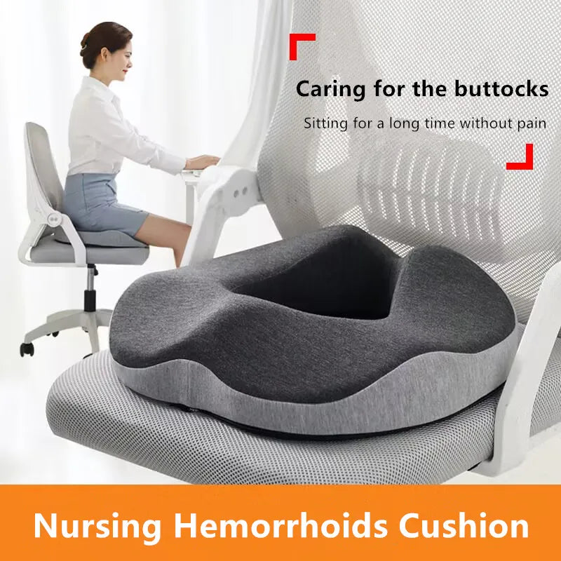 Memory Foam Seat Cushion – Coccyx Support Pad for Office Chairs & Cars