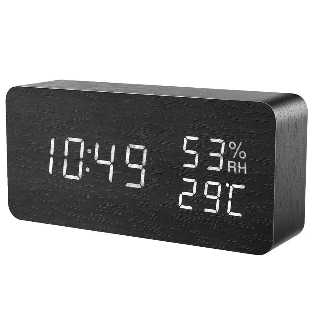 WakeGlow – LED Wooden Alarm Clock with Voice Control