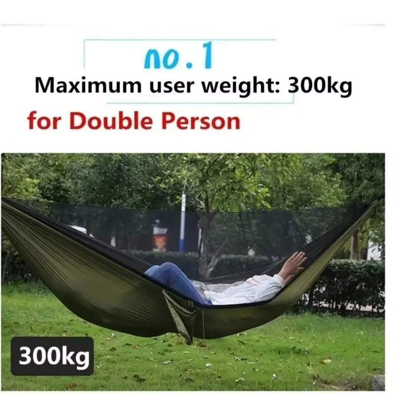 Outdoor Hammock with Mosquito Net – Double, Breathable Nylon, for Camping & Garden