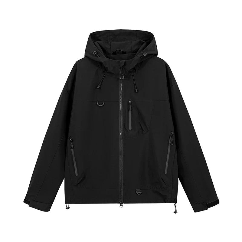 Pact Unisex Water-Repellent Hooded Windbreaker in Black # Colour_Black