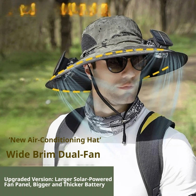 Solar-Powered Fan Sun Hat – Built-In Fans, UV Protection for Fishing & Outdoors