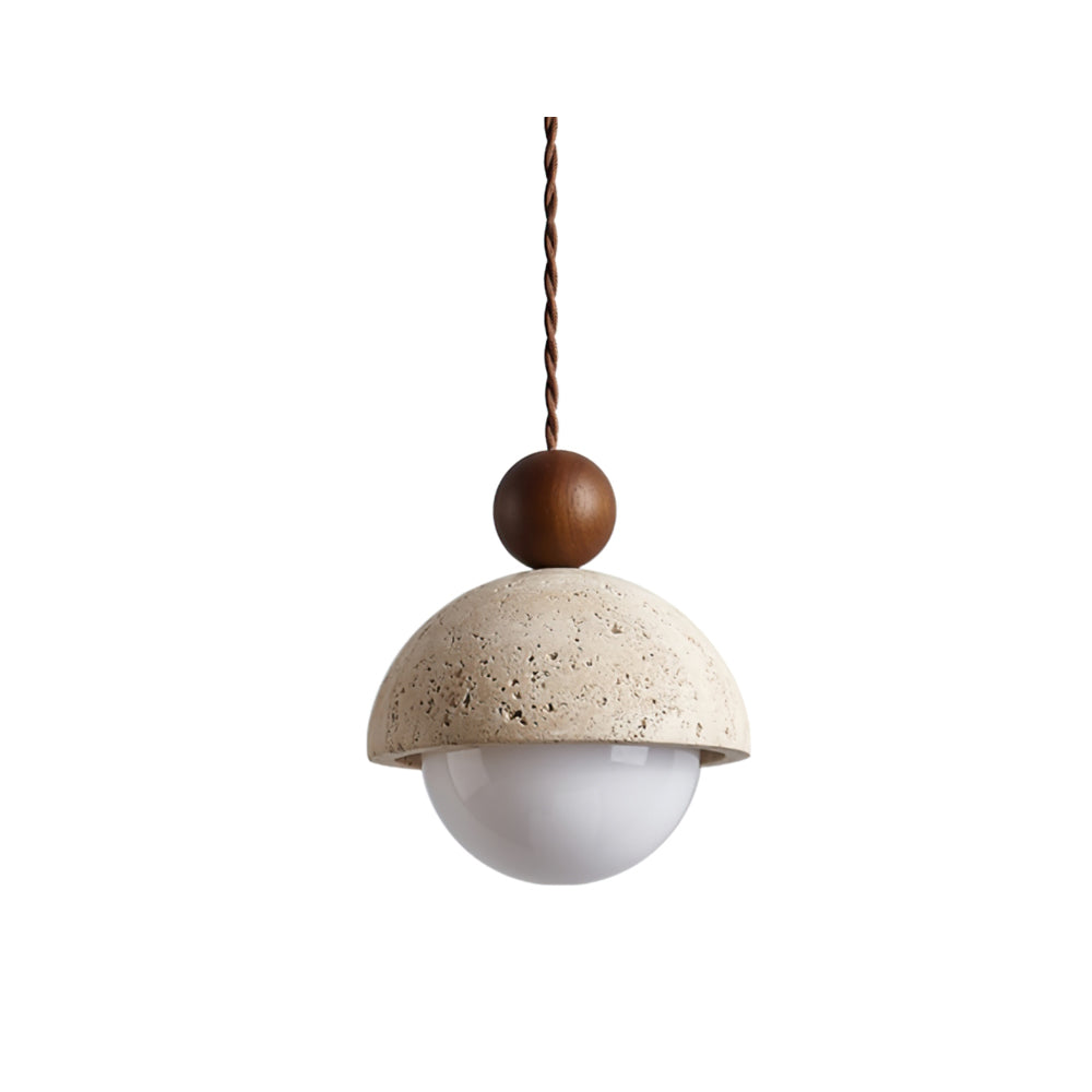 Verona | Glass Pendant Light with Travertine Dome & Unique Craftsmanship | Modern Hanging Light for Kitchen Island Illumination 1
