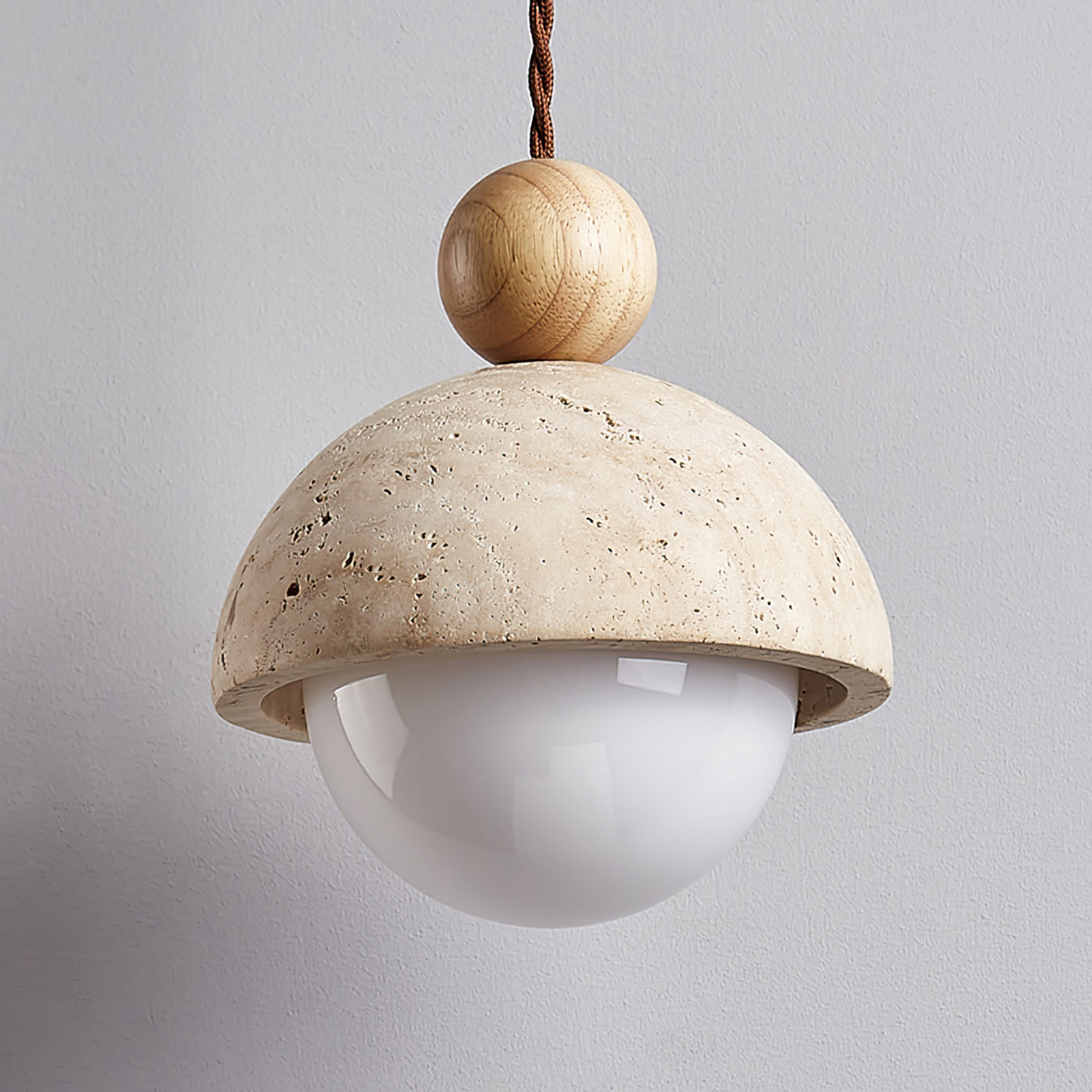 Verona | Glass Pendant Light with Travertine Dome & Unique Craftsmanship | Modern Hanging Light for Kitchen Island Illumination 2