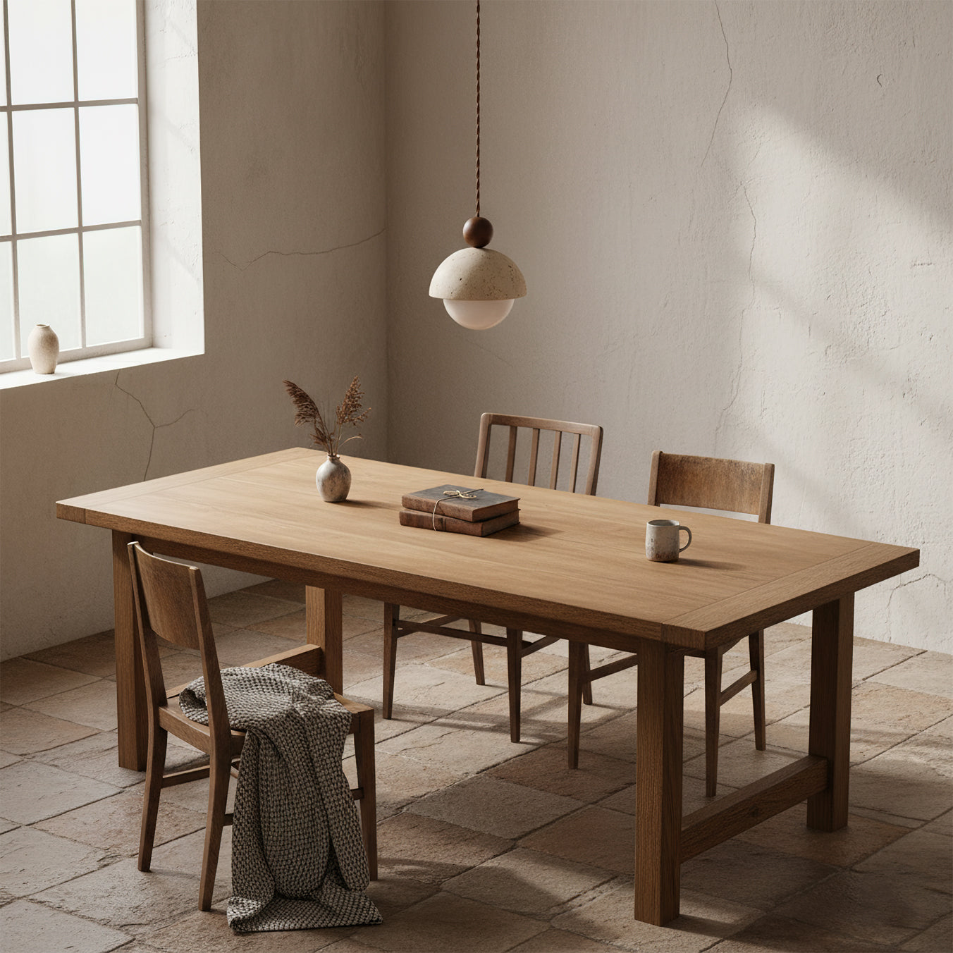 Verona | Glass Pendant Light with Travertine Dome & Unique Craftsmanship | Modern Hanging Light for Kitchen Island Illumination 4